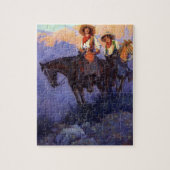 ヴィンテージカウボーイズ、男性と女性の馬、アンダーソン ジグソーパズル (縦)
