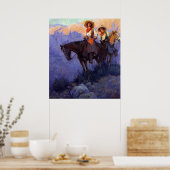 ヴィンテージカウボーイズ、男性と女性の馬、アンダーソン ポスター (キッチン)