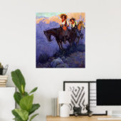 ヴィンテージカウボーイズ、男性と女性の馬、アンダーソン ポスター (ホームオフィス)