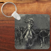 ヴィンテージカウボーイズ、Frederic Remingtonによるスタンピード キーホルダー (正面)