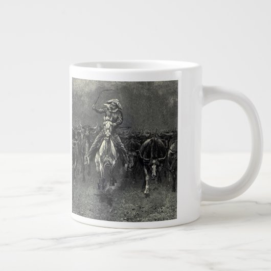 ヴィンテージカウボーイズ、Frederic Remingtonによるスタンピード ジャンボコーヒーマグカップ (右)