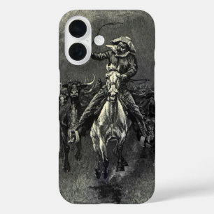 ヴィンテージカウボーイズ、Frederic Remingtonによるスタンピード iPhone 16ケース