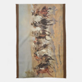 ヴィンテージカウボーイズ、Remingtonによる木材のためのダッシュ キッチンタオル (縦)