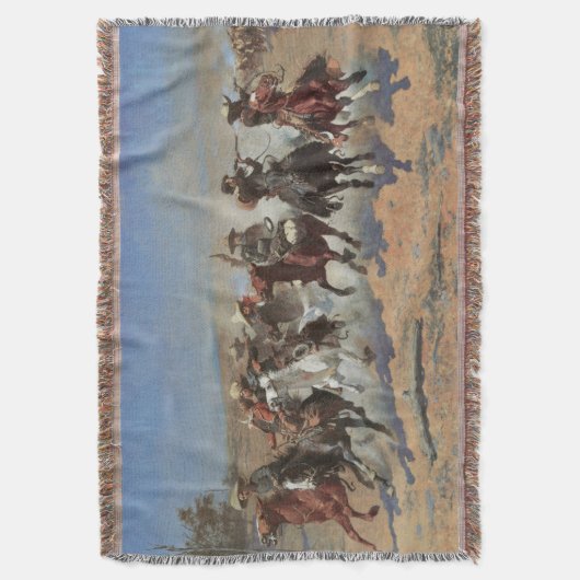 ヴィンテージカウボーイズ、Remingtonによる木材のためのダッシュ スローブランケット (正面縦)