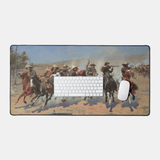 ヴィンテージカウボーイズ、Remingtonによる木材のためのダッシュ デスクマット (キーボード&マウス)