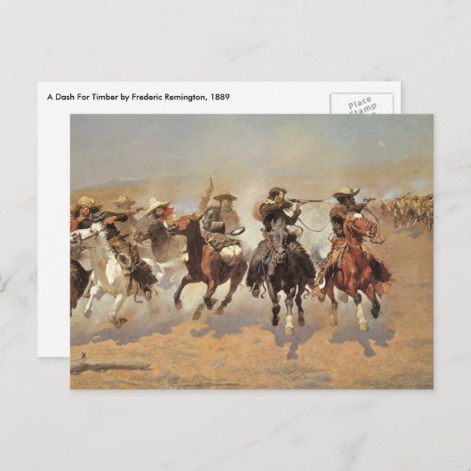 ヴィンテージカウボーイズ、Remingtonによる木材のためのダッシュ ポストカード (正面/裏面)