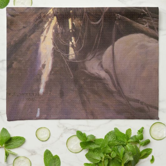 ヴィンテージカウボーイズNCワイエスでキャニオンでホールドアップ キッチンタオル (折り畳み)