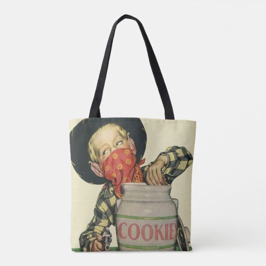 ヴィンテージカウボーイトイガンハンドインザクッキージャー トートバッグ (裏面)