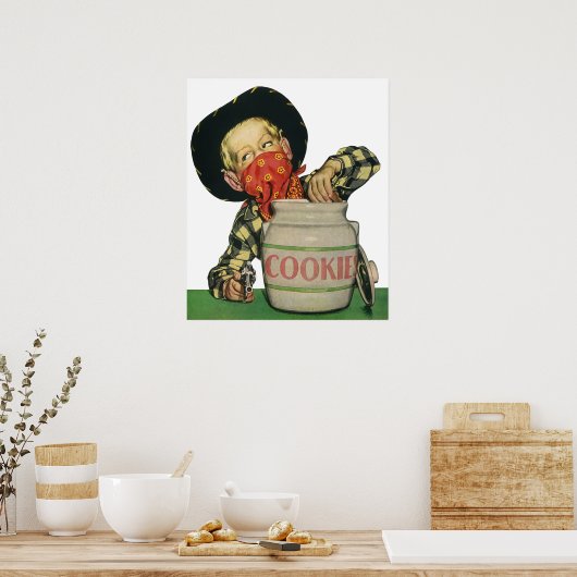 ヴィンテージカウボーイトイガンハンドインザクッキージャー ポスター (キッチン)