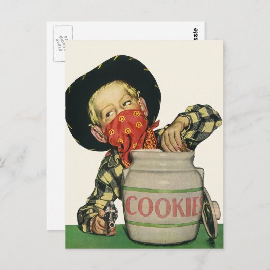 ヴィンテージカウボーイトイガンハンドインザクッキージャー ポストカード (正面/裏面)