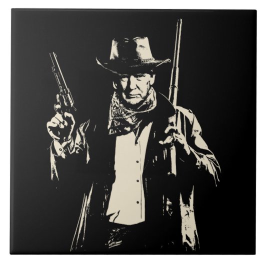 ヴィンテージカウボーイトランプいくつかの民主党員を蹴る準備ができている タイル (正面)