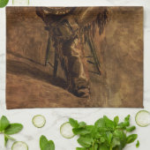 ヴィンテージカウボーイトーマスエイクンズ歌 キッチンタオル (折り畳み)