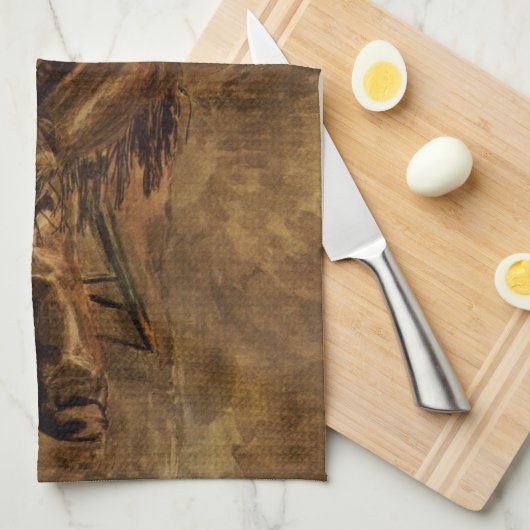 ヴィンテージカウボーイトーマスエイクンズ歌 キッチンタオル (四つ折り)