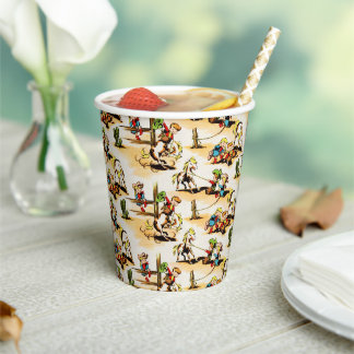 ヴィンテージカウボーイ女性のカーボーイカントリーキッズポニーサボス 紙コップ