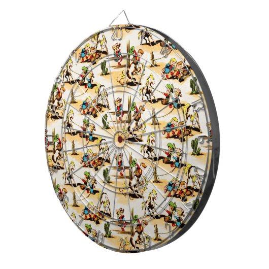 ヴィンテージカウボーイ女性のカーボーイカントリーキッズポニーサボテン ダーツボード (正面右)