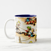 ヴィンテージカウボーイ女性のカーボーイカントリーキッズポニーサボテン ツートーンマグカップ (左)