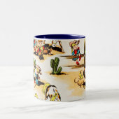 ヴィンテージカウボーイ女性のカーボーイカントリーキッズポニーサボテン ツートーンマグカップ (中央)