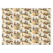 ヴィンテージカウボーイ女性のカーボーイカントリーキッズポニーサボテン テーブルクロス (正面(横))