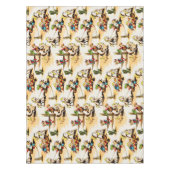 ヴィンテージカウボーイ女性のカーボーイカントリーキッズポニーサボテン テーブルクロス (正面)