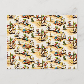 ヴィンテージカウボーイ女性のカーボーイカントリーキッズポニーサボテン ポストカード