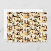 ヴィンテージカウボーイ女性のカーボーイカントリーキッズポニーサボテン ポストカード (正面/裏面)