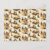 ヴィンテージカウボーイ女性のカーボーイカントリーキッズポニーサボテン ポストカード (正面)