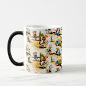 ヴィンテージカウボーイ女性のカーボーイカントリーキッズポニーサボテン モーフィングマグカップ (左)