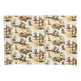 ヴィンテージカウボーイ女性のカーボーイカントリーキッズポニーサボテン 枕カバー