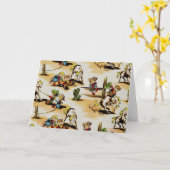 ヴィンテージカウボーイ女性のカーボーイカード カード (黄色い花)