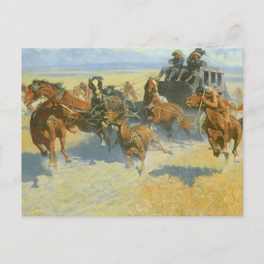 ヴィンテージカウボーイ、ニチのリーダーを倒すレミントン ポストカード (正面)