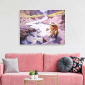 ヴィンテージカウボーイ、パンニング金ゴールド、ワイオミングby Leigh キャンバスプリント (インサイチュ (リビング))