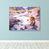 ヴィンテージカウボーイ、パンニング金ゴールド、ワイオミングby Leigh キャンバスプリント (インサイチュ (ウッドフロア))