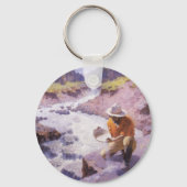 ヴィンテージカウボーイ、パンニング金ゴールド、ワイオミングby Leigh キーホルダー (正面)