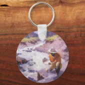 ヴィンテージカウボーイ、パンニング金ゴールド、ワイオミングby Leigh キーホルダー (正面)