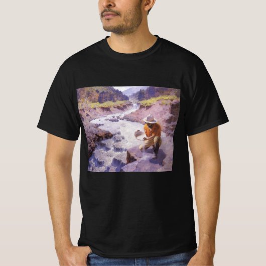 ヴィンテージカウボーイ、パンニング金ゴールド、ワイオミングby Leigh Tシャツ (正面)