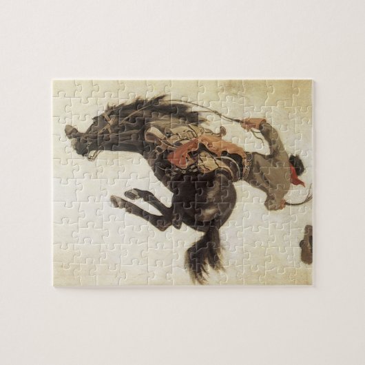 ヴィンテージカウボーイ、ブロンコバスター勉強by NC Wyeth ジグソーパズル (横)