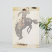 ヴィンテージカウボーイ、ブロンコバスター勉強by NC Wyeth 便箋 (スタンド正面)