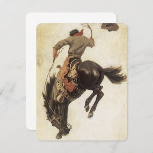 ヴィンテージカウボーイ、ブロンコバスター勉強by NC Wyeth 招待状 (正面/裏面)