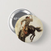 ヴィンテージカウボーイ、ブロンコバスター勉強by NC Wyeth 缶バッジ (正面&裏面)