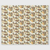 ヴィンテージカウボーイ&女性のカーボーイギフトラップラッピング紙 ラッピングペーパー (フラット)