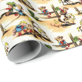 ヴィンテージカウボーイ&女性のカーボーイギフトラップラッピング紙 ラッピングペーパー (ロールコーナー)