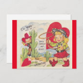 ヴィンテージカウボーイ&女性のカーボーイ1950sバレンタイン葉書 ポストカード (正面/裏面)