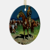 ヴィンテージカウボーイ、農場で牛を飼育する牧場主 セラミックオーナメント (右)