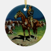 ヴィンテージカウボーイ、農場で牛を飼育する牧場主 セラミックオーナメント (正面)