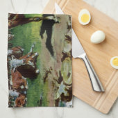 ヴィンテージカウボーイ、農業キャトルランチャーオンザファーム キッチンタオル (四つ折り)