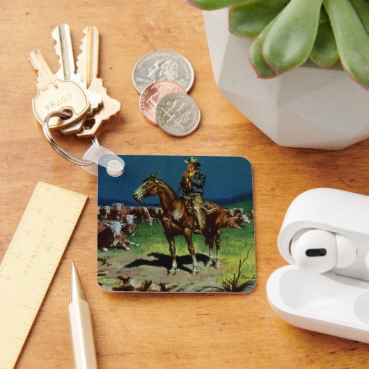 ヴィンテージカウボーイ、農業キャトルランチャーオンザファーム キーホルダー (デスク)