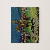 ヴィンテージカウボーイ、農業キャトルランチャーオンザファーム ジグソーパズル (縦)