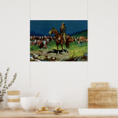 ヴィンテージカウボーイ、農業キャトルランチャーオンザファーム ポスター (キッチン)