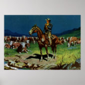 ヴィンテージカウボーイ、農業キャトルランチャーオンザファーム ポスター (正面)