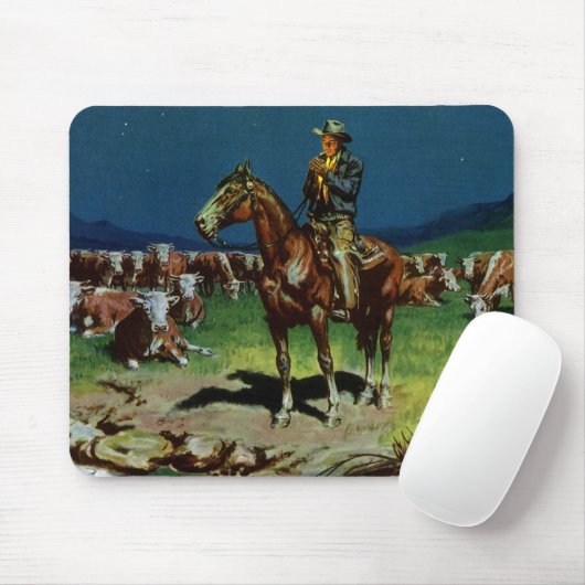 ヴィンテージカウボーイ、農業キャトルランチャーオンザファーム マウスパッド (マウス)